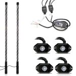 DUAL LED RGB CHASE Whip Light + Rock Lights Off Road Flag Bluetooth Color Moving Synced 3FT