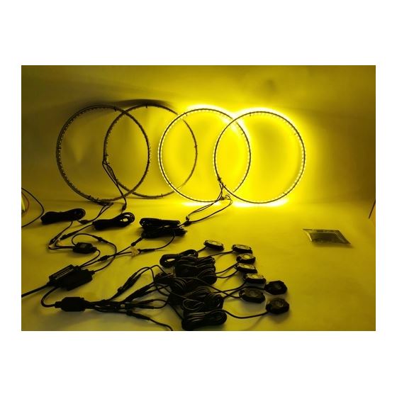 LED Wheel Light Kit White with Amber Signal and 8 Rock Lights Wireless 15 Inches2
