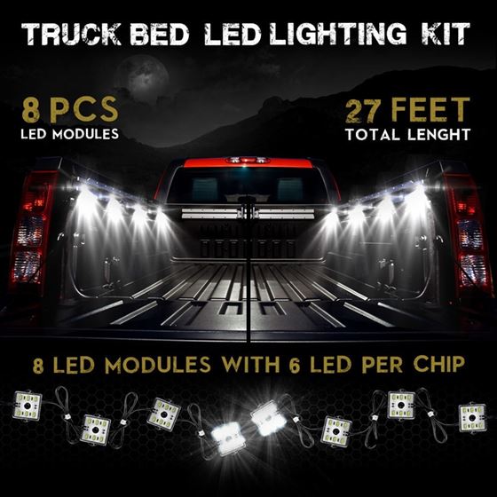 8 Module 48 LED White Exterior Truck Bed Rock 2