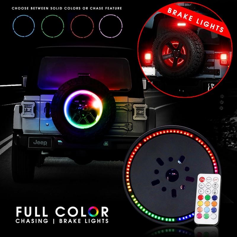 14 inch Spare Tire Carrier RGB LED Brake Lights Th