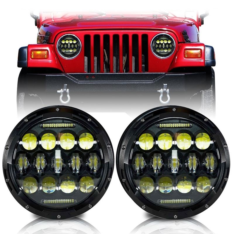 XPE Honeycomb Array Black LED Headlights + LED Fog for Jeep Wrangler JK  2007-2017