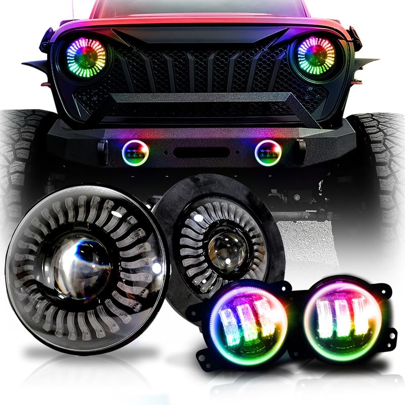 Demon Eye LED Headlights Fog Lights Kit for Wrangl